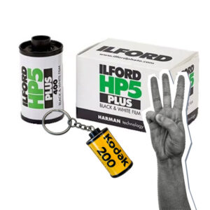 Pack "Blanco y Negro Puro" - 3 carretes Ilford HP5 y llavero